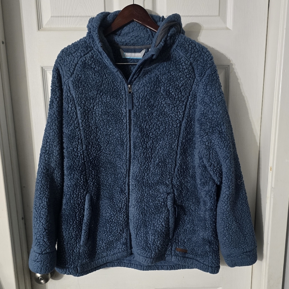 Women's Free Country Fleece Sherpa Hooded Jacket Sz 2X - Picture 1 of 7